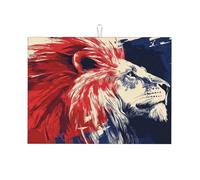 Un león macho azul y rojo grande de microfibra para escurrir platos, reutilizable, lavable, para accesorios de cocina, 45.7 x 61.0 cm