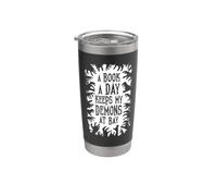 Un libro al día mantiene a raya a mis demonios Vaso térmico de acero inoxidable de doble pared