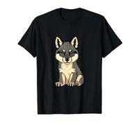 Un Lindo Cachorro de Lobo Camiseta gráfica económica, Hombre, Negro, M