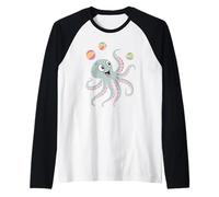Un Lindo Pulpo Hace Malabares con Bolas, Pulpo Malabares Camiseta Manga Raglan