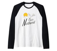 Un Lobo Aullando en el noroeste del Pacífico PNW Vintage al Camiseta Manga Raglan