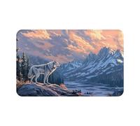 Un lobo solitario en las montañas nevadas, símbolos sobrenaturales, impresión negra, 1 unidad, toalla de playa de terciopelo de piel de melocotón de secado rápido, de gran tamaño, 130 x 79 cm, para