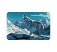 Un lobo solitario en un pico de montaña nevada, símbolos sobrenaturales, impresión negra, 1 unidad, toalla de playa de terciopelo de piel de melocotón de secado rápido, tamaño grande, 130 x 79 cm