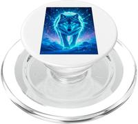 Un Lobo Solitario se Encuentra bajo Auroras Brillantes PopSockets PopGrip para MagSafe