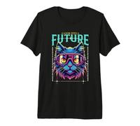Un Look into The Future Gato futurista diseño Scifi Cat Camiseta Premium