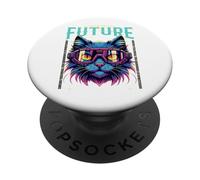 Un Look into The Future Gato futurista diseño Scifi Cat PopSockets PopGrip Adhesivo