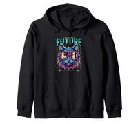 Un Look into The Future Gato futurista diseño Scifi Cat Sudadera con Capucha