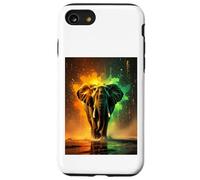 Un majestuoso Elefante Brilla en Naranja Radiante, Dorado y Verde Carcasa para iPhone SE (2020) / 7/8
