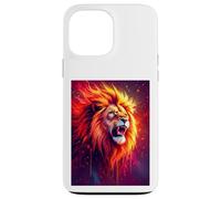 Un majestuoso león ruge Dentro de remolinos Llamas de neón de Oro Carcasa para iPhone 13 Pro MAX