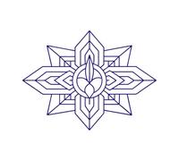 Un mandala con influencia art déco que utiliza patrones geométricos y elementos metálicos. Pegatinas de pared de vinilo 49.4x66.2cm Impermeable Azul oscuro