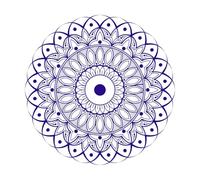 Un mandala de arte lineal de estilo floral Pegatinas de pared de vinilo 67.2x67.2cm Impermeable Azul oscuro