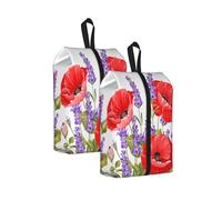 Un Manojo de Lavanda y Amapola， Bolsas de Viaje para Zapatos (Paquete de 2), Bolsas Impermeables para Guardar Zapatos, Organizador de Zapatos para Viajes y hogar.