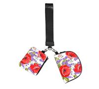 Un manojo de lavanda y amapola,Bolso de muñeca para deportes al aire libre, monedero portátil, cartera de muñeca con llavero desmontable