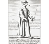 Un médico de la peste en la década de 1650. El pico generalmente estaba lleno de hierbas u otras sustancias que se cree que protegen al usuario de contraer enfermedades. Basado en el grabado de Paul