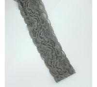 Un metro Negro Blanco Beige Rojo 5 cm de ancho Elástico Cinta de encaje colorida Cinta de encaje para manualidades hechas a mano DIY Tela de costura-Gris oscuro-1 metro de longitud