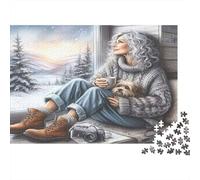 Un Momento Acogedor de Invierno Puzzle 1000 Piezas Papel Reciclado para Adultos Puzzle para Adultos Imposible difícil desafiante Juego Educativo para descompresión 52x38cm/1000pcs