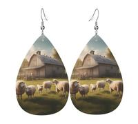 Un montón de bonitos aretes de piel con estampado de oveja, aretes ligeros de lágrima, perfectos para regalos de Navidad, día de San Valentín