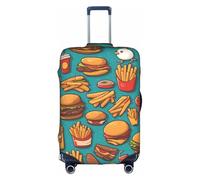 Un montón de fundas para maletas de hamburguesas fritas con dibujos animados, impresiones de personalidad de moda, adecuadas para negocios y uso al aire libre, White, S