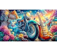Un Motociclista con alas de ángel en una Carretera en Llamas Puzzle de 1000 Piezas - Papel Reciclado Puzzle para Adultos y niños DesaFío edugatoivo 38x52/1000pcs