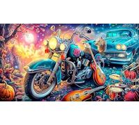 Un Motociclista con alas de ángel en una Carretera en Llamas Puzzle de 1000 Piezas para Adultos y niños - Papel Reciclado DesaFío edugatoivo Regalo 38x52/1000pcs