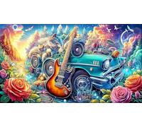 Un Motociclista con alas de ángel en una Carretera en Llamas Puzzle de 1000 Piezas para Adultos y niños - Actividad Familiar Juego edugatoivo & Relajación Regalo 38x26/1000pcs