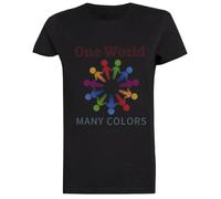 Un Mundo, Muchos Colores Blanca De Manga Corta para Mujer White Women tee Short Sleeve T-Shirt