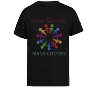 Un Mundo, Muchos Colores Camiseta Negra de Manga Corta para Hombre Black Men tee Short Sleeve T-Shirt