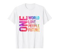Un Mundo, un Amor, un Pueblo, un Futuro Camiseta gráfica económica, Hombre, Blanco, M