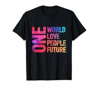 Un Mundo, un Amor, un Pueblo, un Futuro Camiseta gráfica económica, Hombre, Negro, M