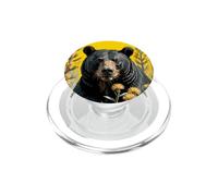Un Oso de Color Negro rodeado de Flor de yuca Nuevo México 3 PopSockets PopGrip para MagSafe