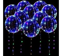 Un paquete de diez Luminosos Globos Bobo de LED Globo Reutilizable de Burbuja Transparente de 45 cm con Luces de Hadas de 3 Metros para Decoración Boda San Valentín, Batería Incluida