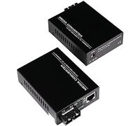 Un par de 2 unidades multimodo Dual SC Fiber Gigabit Ethernet Media Converter - Mini 10/100/1000Base-T RJ45 a 1000Base-SC, alcance de 2 km, longitud de onda 850-1310 nm, alimentación CA 230 V