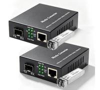 Un par de convertidores de medios de fibra Gigabit con 2 paquetes de módulos Gigabit SFP LC de 20 KM monomodo, convertidor de fibra a Ethernet de 1,25 G/s, Gigabit SFP a RJ45 10/100/1000M, SMF, 1310