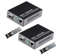 Un par de convertidores de Medios de Fibra Gigabit Ethernet SFP con módulo transceptor LC de Doble núcleo, LC monomodo, SMF RJ45 a Ranura SFP de hasta 20 km, 10/100/1000Base-Tx a 1000Base-SX (Paquete