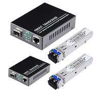 Un par de convertidores de medios Ethernet de fibra óptica Bidi Gigabit monomodo de 1,25 G/s con 2 módulos transceptores Bidi SFP LC incluidos, SX SMF RJ45 a SFP ranura de hasta 30 km