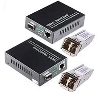 Un par de convertidores de medios Ethernet de fibra óptica Gigabit multimodo de 1,25 g/s + 2 unidades SFP LC Dual Transceptor Módulo Incluido, 10/100/1000Base-Tx-SX SMF RJ45 a SFP ranura de hasta 550