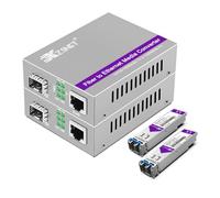 Un par de convertidores de medios Gigabit monomodo de fibra LC dual a Ethernet RJ45 de 1,25 G/s para 10/100/1000Base-Tx a 1000Base-LX (con 2 módulos SFP a LC), 1310 nm, SMF, hasta 20 km