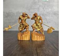 Un par de estatuas de deidades talladas en madera de 12 cm con ojos de mil millas y orejas que escuchan el viento son adecuadas para uso doméstico, así como para traer buena fortuna y riqueza. También