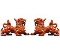 Un par de estatuas Decorativas Feng Shui Pi Yao/Pi Xiu/Bi Xie para la Riqueza, atraen Dinero y Buena Suerte, Regalos Feng Shui tallados a Mano, Alto: 13 cm/5,1 Pulgadas