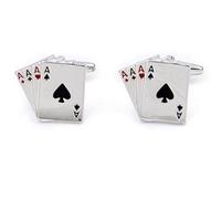 Un Par de Gemelos en Forma de Poker Carta 4A Gemelos de Moda de Color Plateado para Hombres