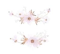 Un par de horquillas para el pelo, diseño de flor dorada con diamantes de imitación, diademas para la cabeza, para mujer, joyería nupcial