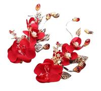 Un par de horquillas para el pelo para mujer y niña, diseño de flor roja, cristal