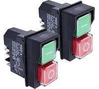 Un par de interruptores eléctricos de 240v con botones rojos y verdes ip55 para reemplazar la mezcladora de cemento Bell minimix