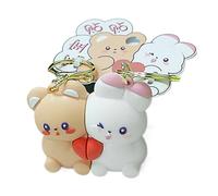 Un par de llaveros magnéticos - colgante de animales de cartón, llavero con imán coordinado para parejas enamoradas | Accesorio romántico y divertido para mochila o llaves, regalo para, oso, Se