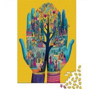 Un par de Manos sosteniendo un árbol, Colorida ilustración 2D Rompecabezas para Adultos || De Diversión Familiar 70x50cm/1000pcs