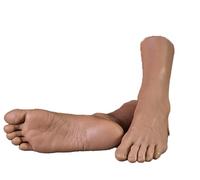 Un par de modelos realistas de pie masculino de silicona con huesos incorporados, los modelos de pie de silicona se usan para disparar pinturas de enseñanza médica, mostrar joyería(Bone)