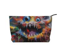 Un par de neceser portátil con estampado de tigres de gran capacidad, bolsa de cosméticos de pana con cremallera, bolsa de viaje, Monstruo colorido, Talla única
