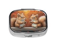 Un par de pastilleros de ardillas para viajar, organizador cuadrado portátil con compartimentos para medicamentos, vitaminas y suplementos, diseño de metal duradero.