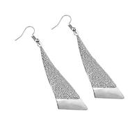 Un par de pendientes de moda, pendientes largos triangulares esmerilados, joyería de de fina, combina con todo (Silver, One Size)