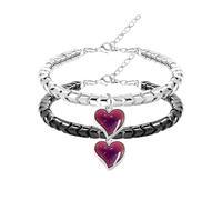 Un par de pulseras de hematita en forma de engranaje con dije de corazón termo sensible que cambia de color, brazaletes de corazón de amor para parejas, regalos, Hematita, hematita